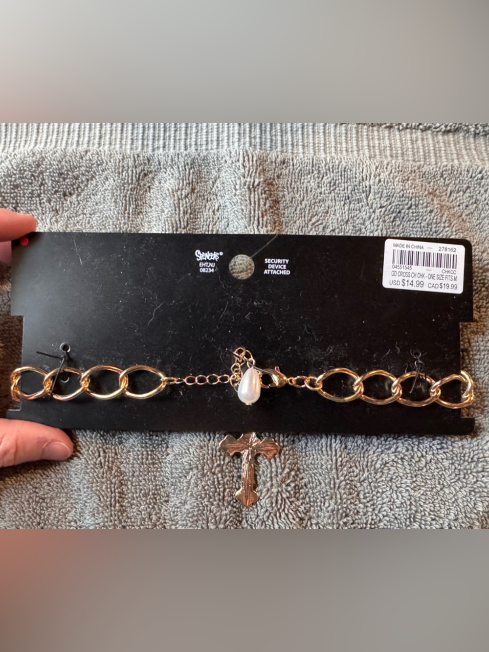 🌟3/$20 Eligible! NWT BodyRage Gold-Tone Cross Chain Choker - Picture 2 of 2